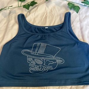 Blue Navy Rhinestone crop top!